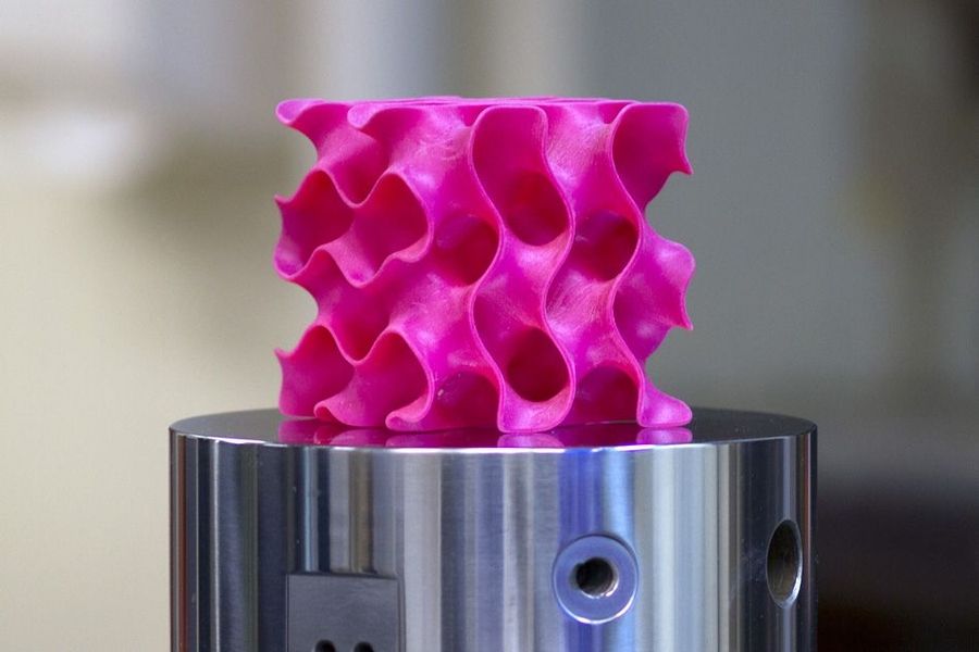 The 3D-printed graphene in pink sponge-like structure