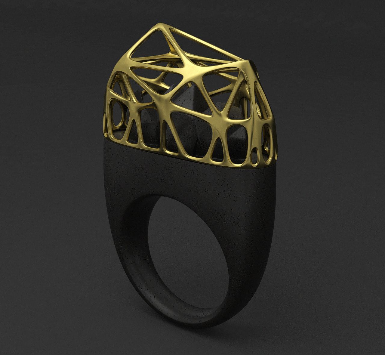 Ring in black and gold designed parametrically