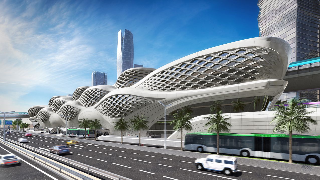 Architectural visualisation of KAFD Metro Station in Riyadh