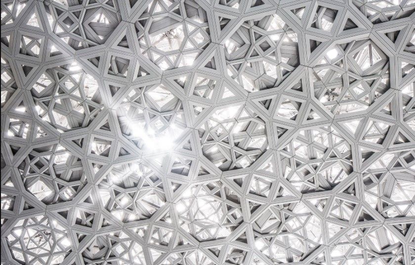 the parametric patterns on the dome roof of Louvre Abu Dhabi
