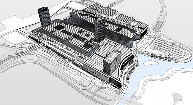 aerial view of Meydan Mall Revit model