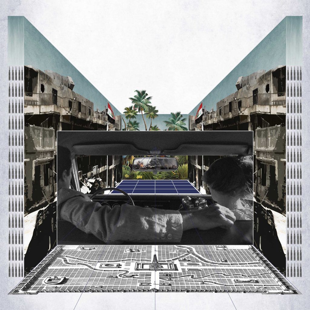 architectural digital collage for a thesis project by students