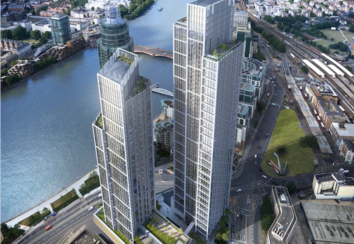 Aerial View of the One Nine Elms building in London