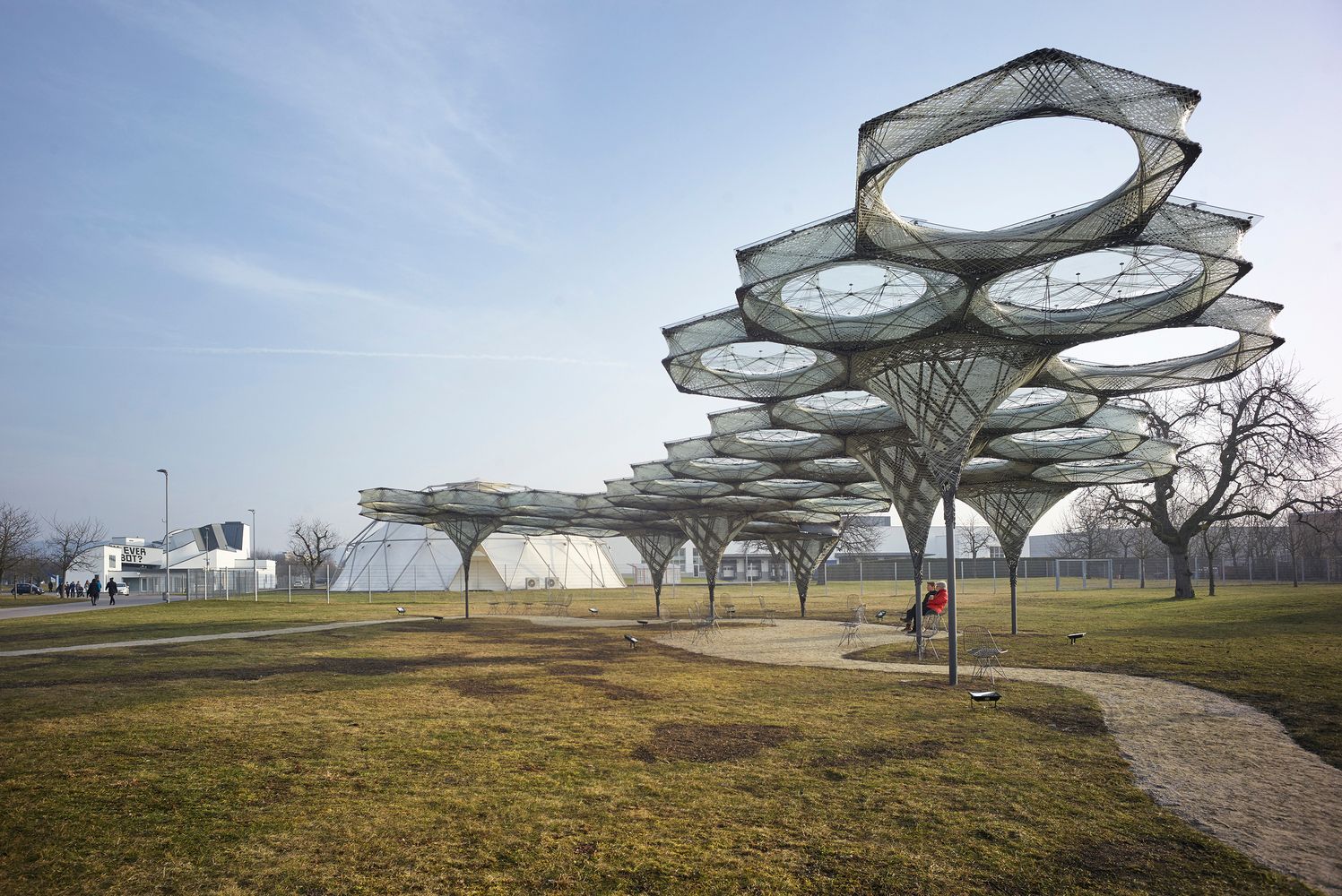 Elytra Filament Pavilion made from composite building materials