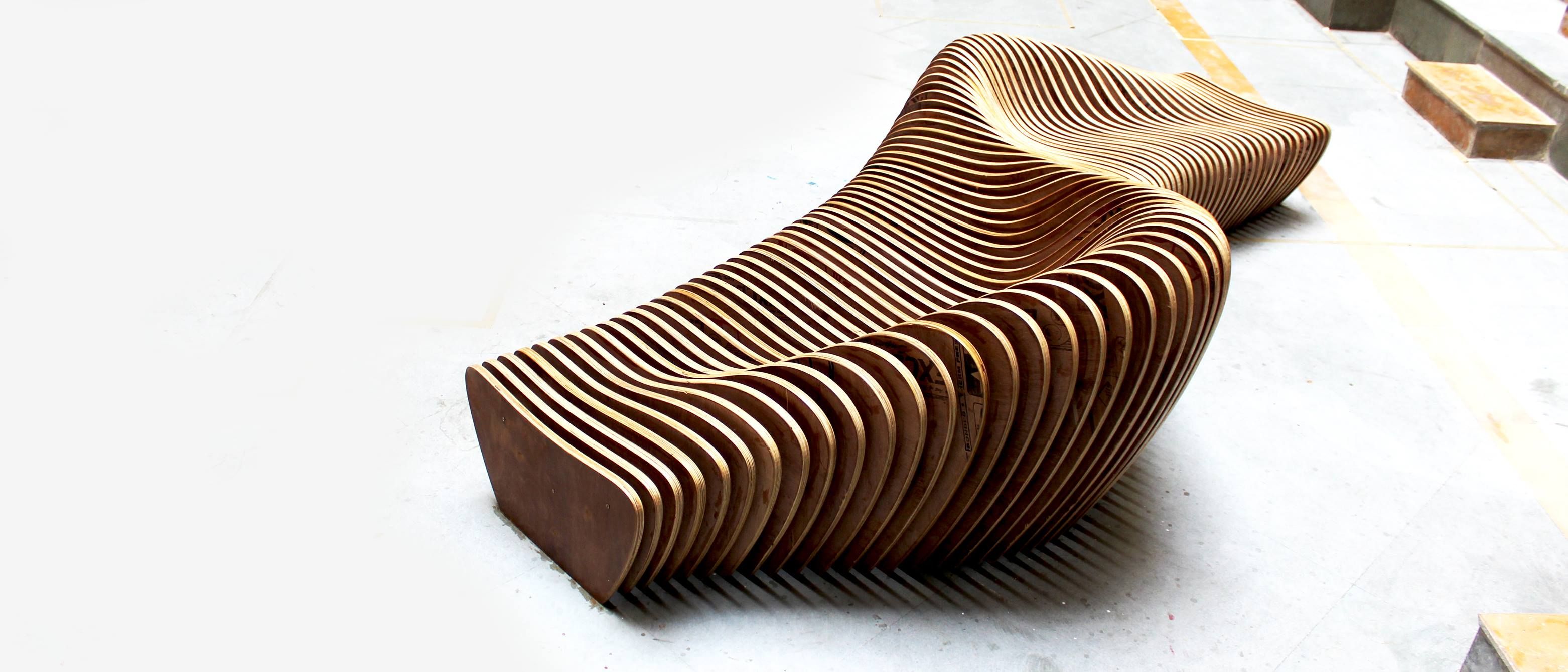 A flowy piece of furniture developed using Rhino 3D