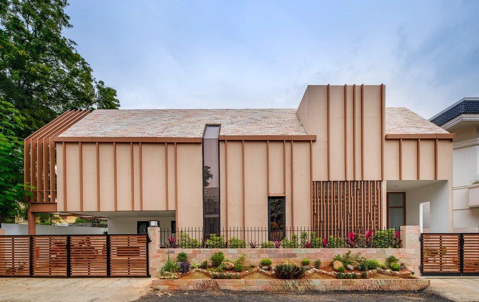 The front facade of the house of no bricks by Urban Design Collaborative