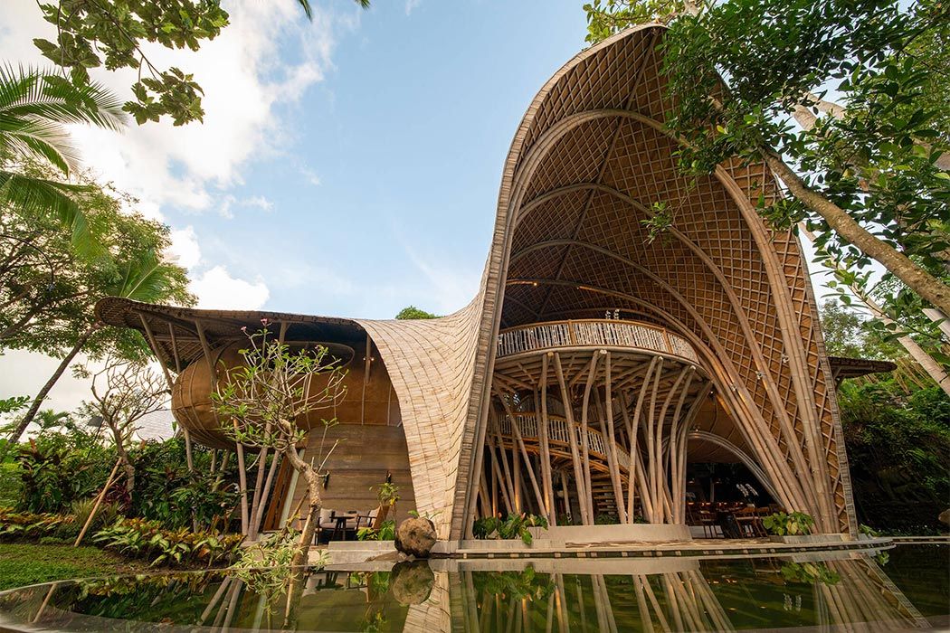 The main pavilion of Ulaman Eco Retreat Resort built using bamboo and other sustainable materials