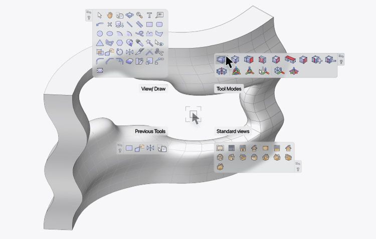 Smart Option Display of modelling tools on a 3D model in Vectorworks