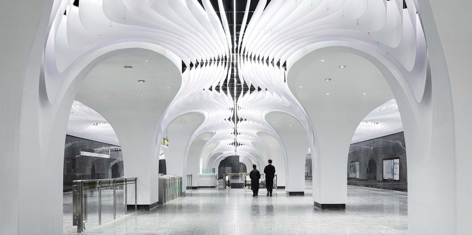 the white parametric ceiling at Yuyuan station