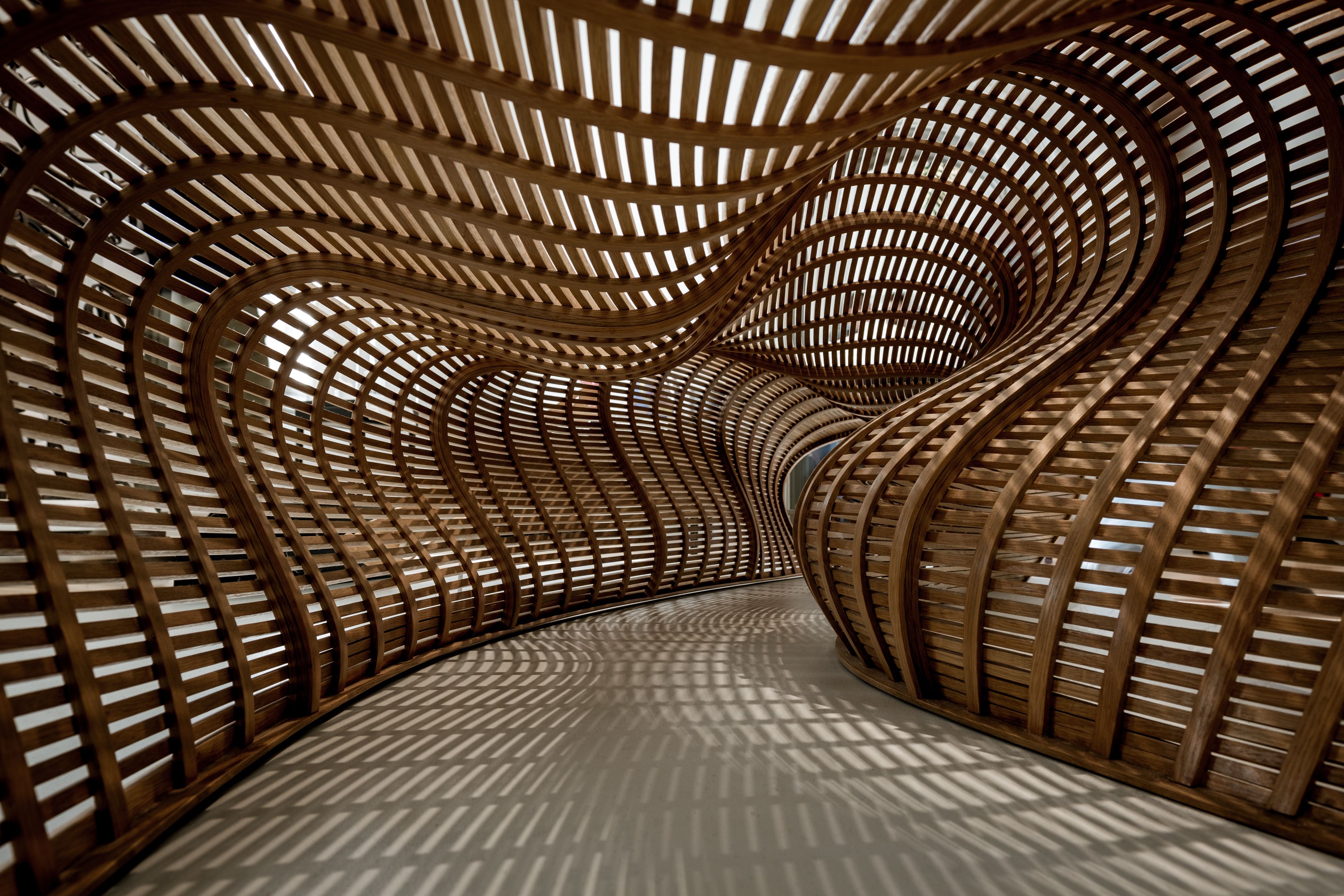 bamboo sculpture creating intensive play of light and shadows