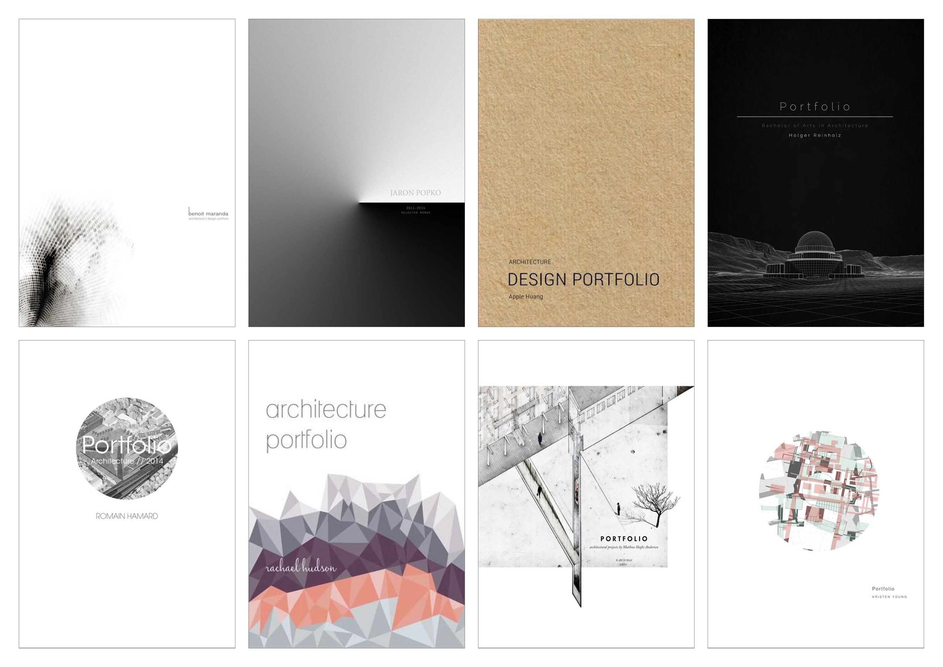 Different architecture portfolio cover pages