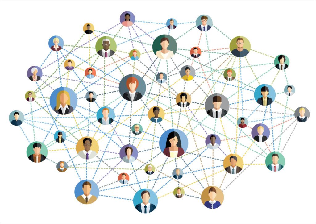 Illustration of how people are connected within a network