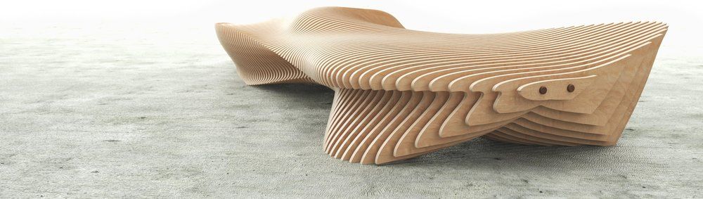 a timber bench created with parametric modelling