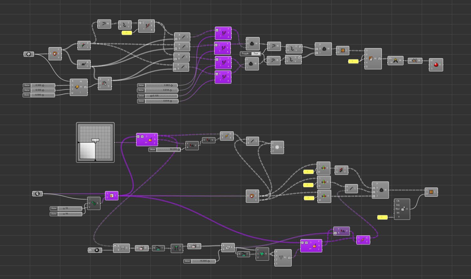 nodes and sequence of parametric modelling in Rhino with Grasshopper