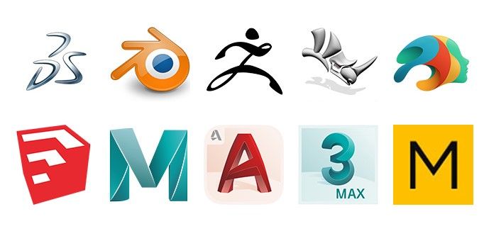 Logos of various kinds of 3D Modelling Software